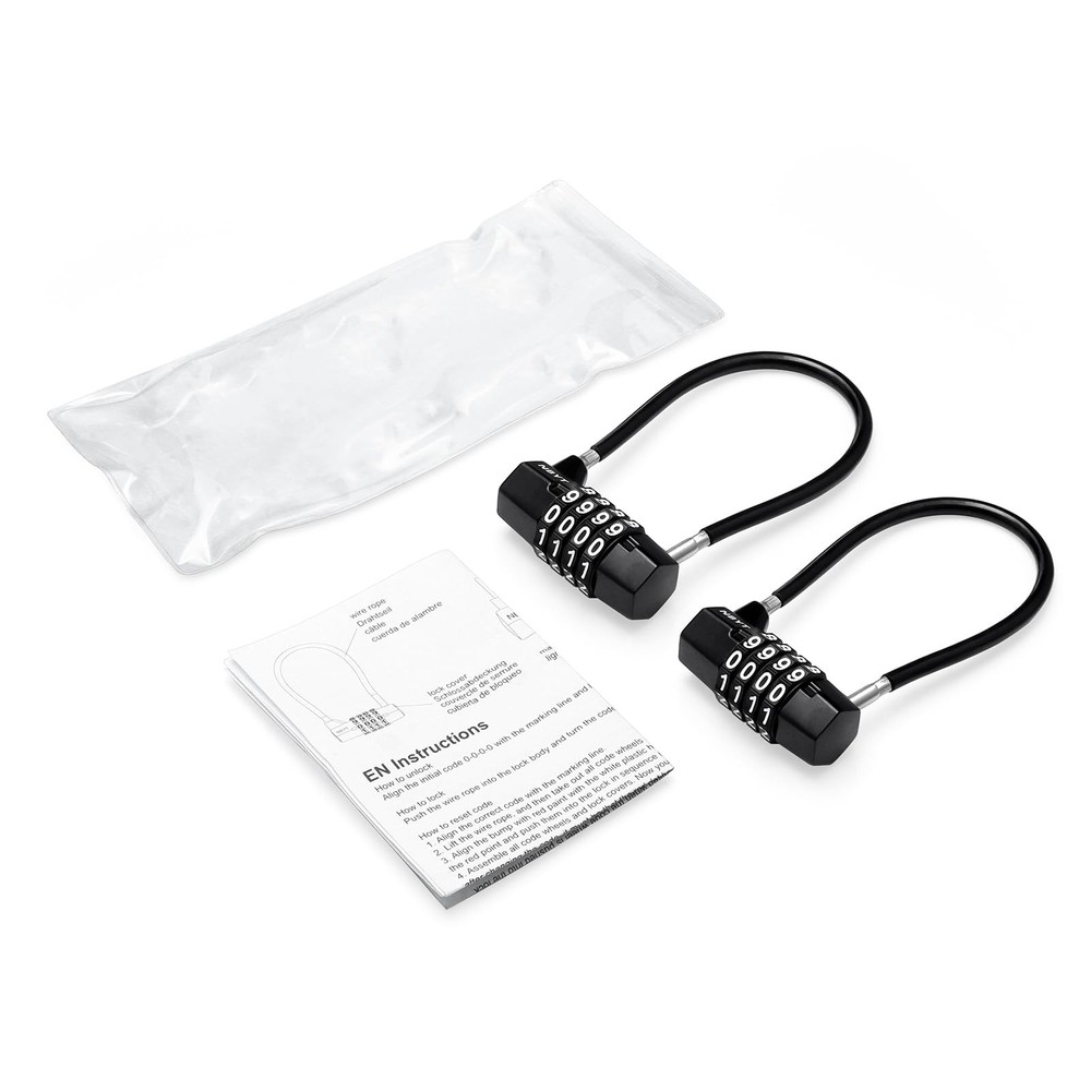 2 PCS Long Shackle Combination Padlock, Cable Locks with 4 Digit Combination,...