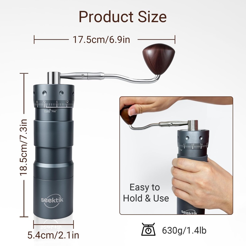 Manual Coffee Grinder with Numerical External Adjustable Setting Stainless St...
