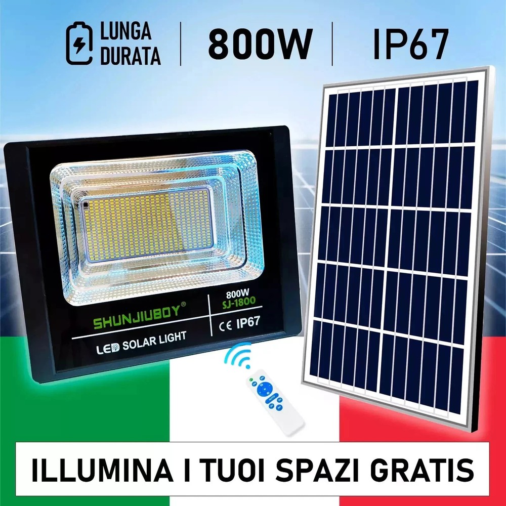 2x 800W LED Compact Outdoor Headlight with Solar Panel and Remote Control