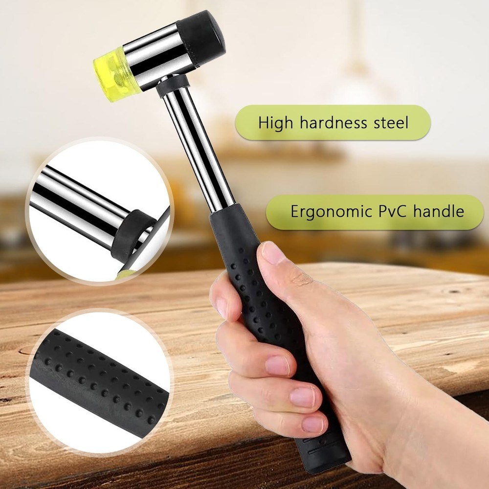 16 Oz Rubber Mallet Hammer Multipurpose Double Sided Lightweight Soft Tool