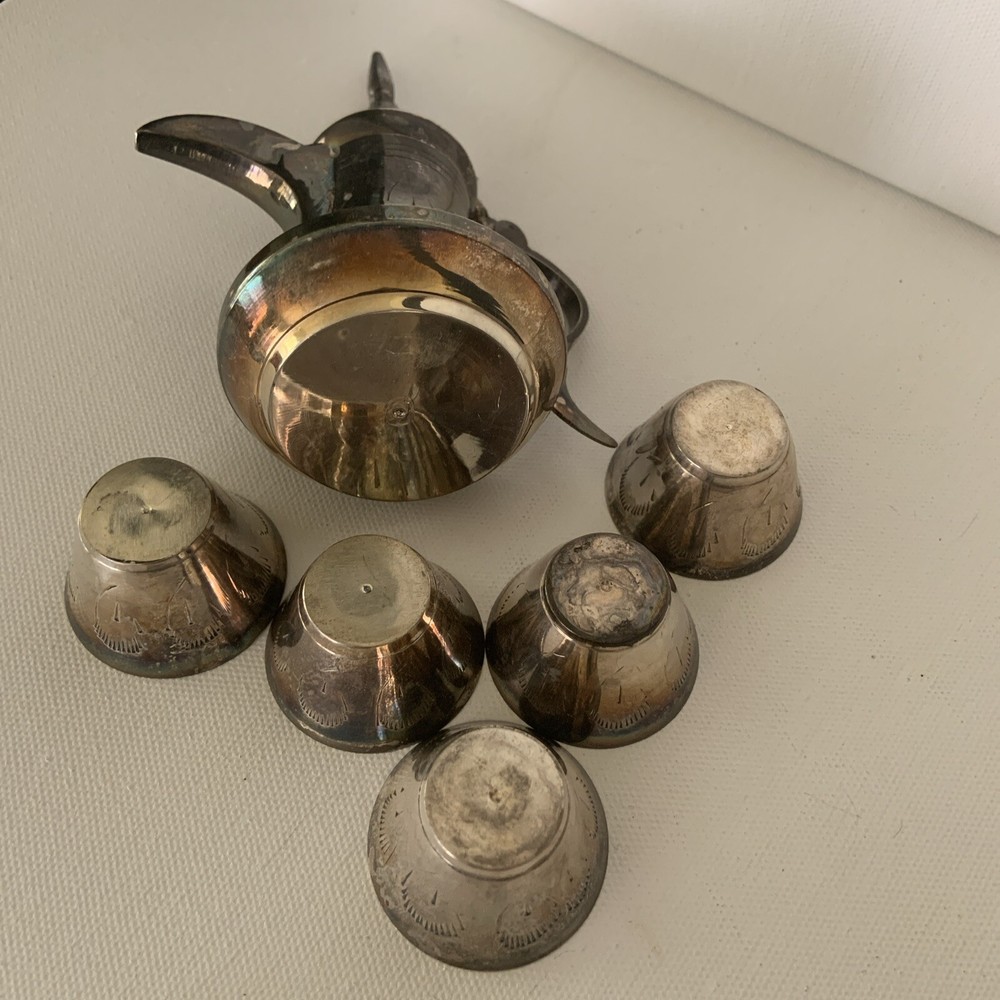 VINTAGE ETCHED MIDDLE EASTERN COFFEE TEA SET