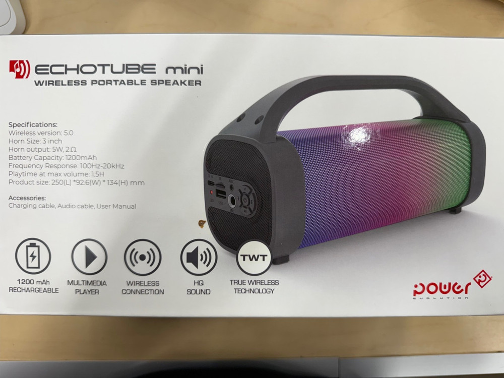 New Power Evolution Echotube Mini Wireless Bluetooth Speaker - Black