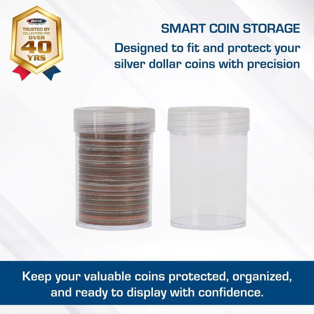 BCW Coin Tubes for Silver Dollars - 10 Pack | Holds "Eisenhower"