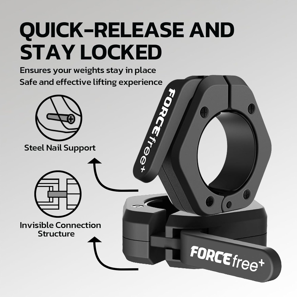 Barbell Clips (Pair), Clamps, Quick Release Olympic Black