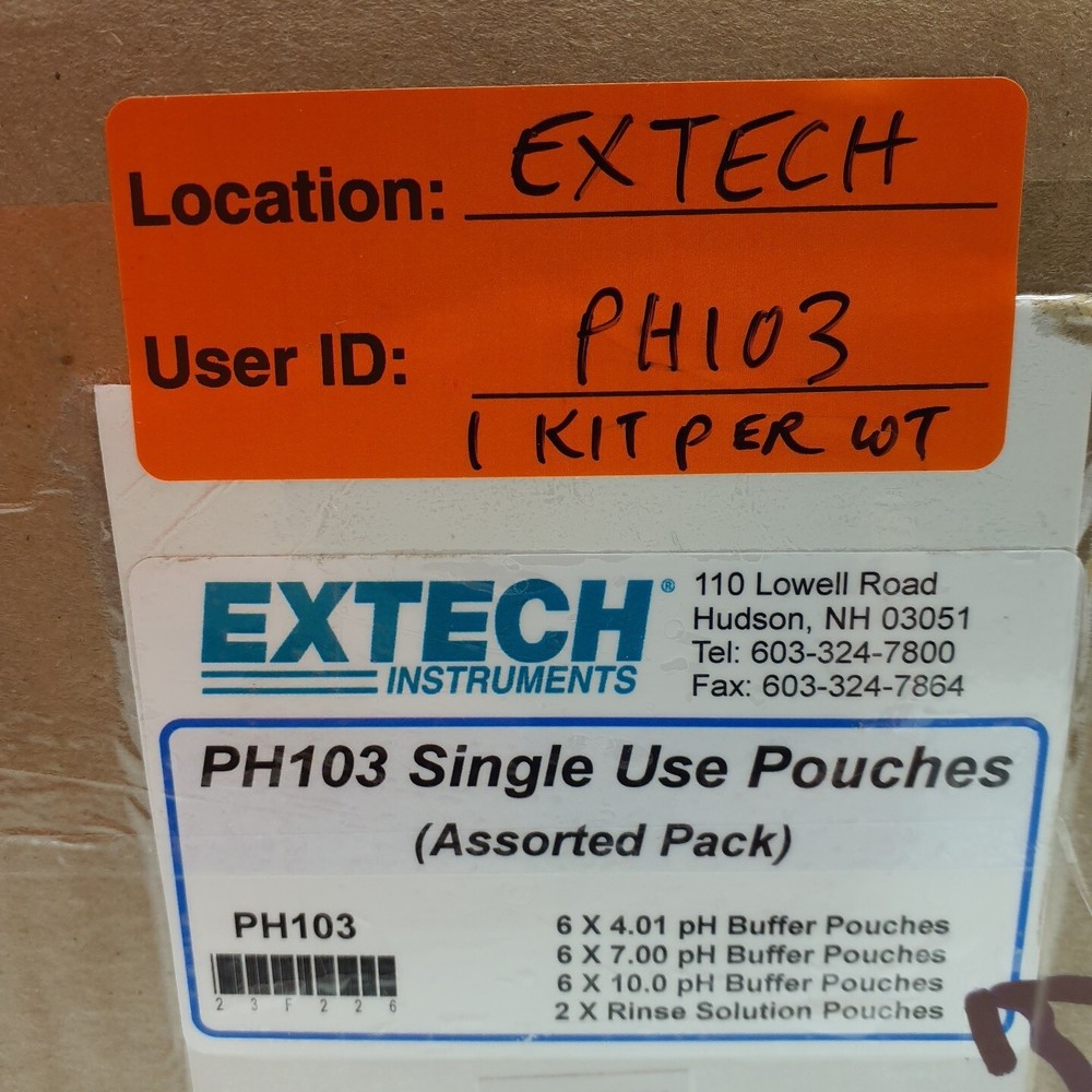 Extech PH103 Tripak Buffer Pouches 4 7 & 10pH + Rinse Solution Calibration Kit