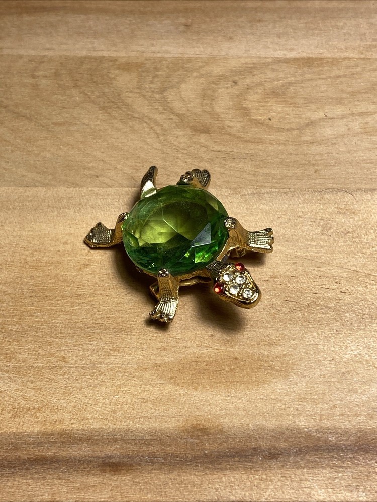 Vintage Rhinestone Turtle Brooch