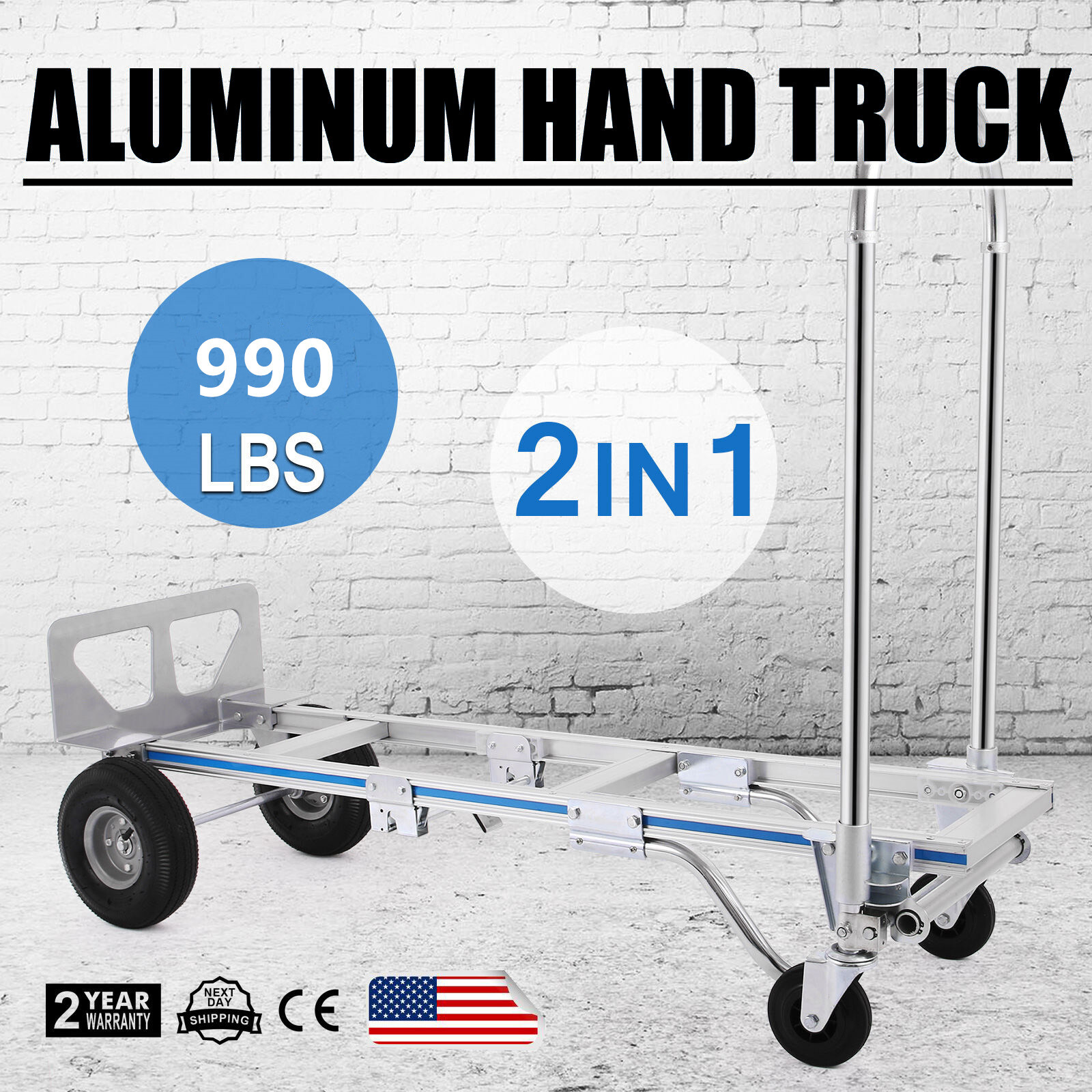 3IN1 Heavy Duty Aluminum Hand Truck Stair Climber Folding Dolly Convertible Cart