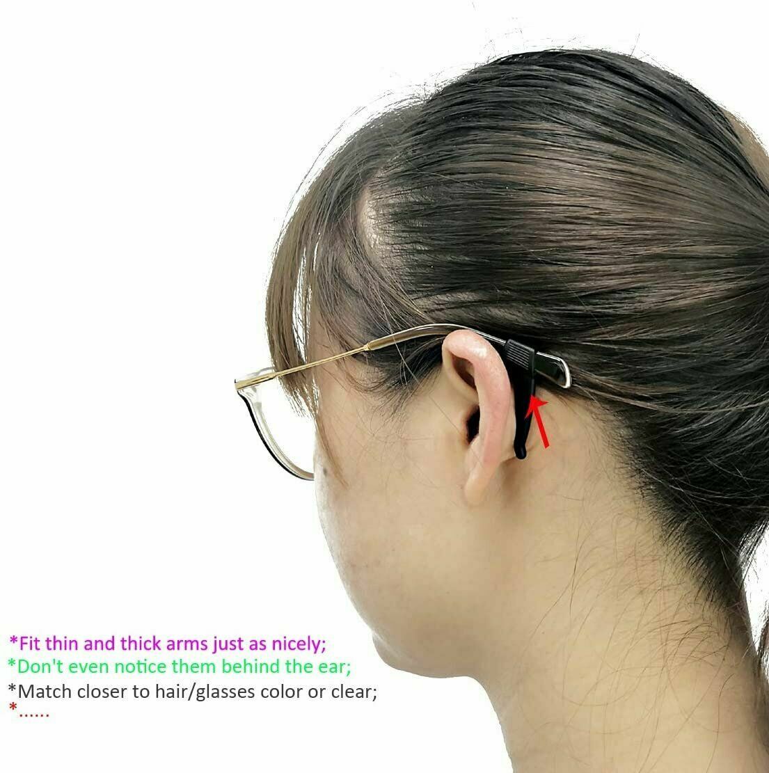 6 Pair Anti Slip Glasses Ear Hooks Tip Eyeglasses Grip Temple Holder Silicone US