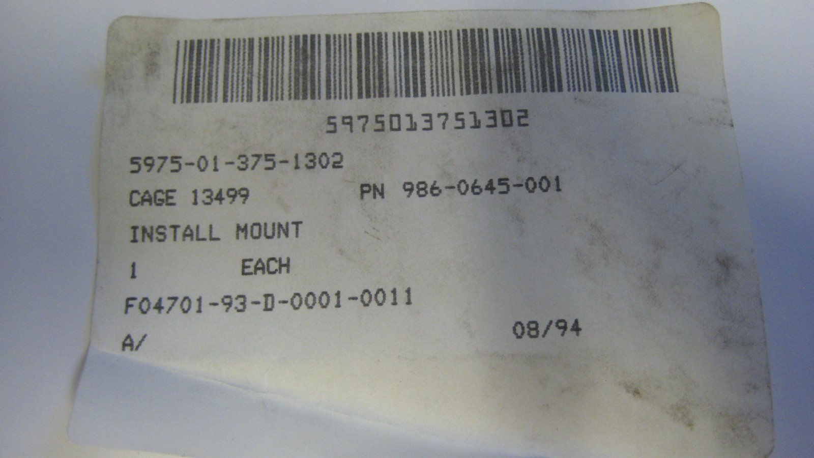 Rockwell Collins PLGR-96 AN/PSN-11 GPS Receiver Mount Part # 986-0645-001