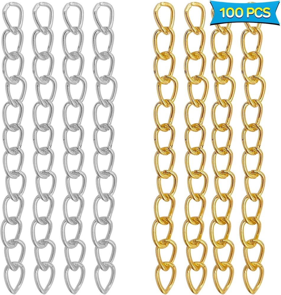 100pcs 50mm x 4mm Extender Chains Tail Chain Removable Extension for...