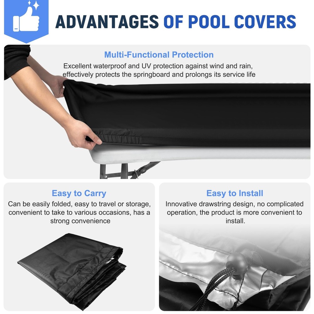 10ft Pool Diving Board Protector, High Strength Polyester Material, Drawstrin...