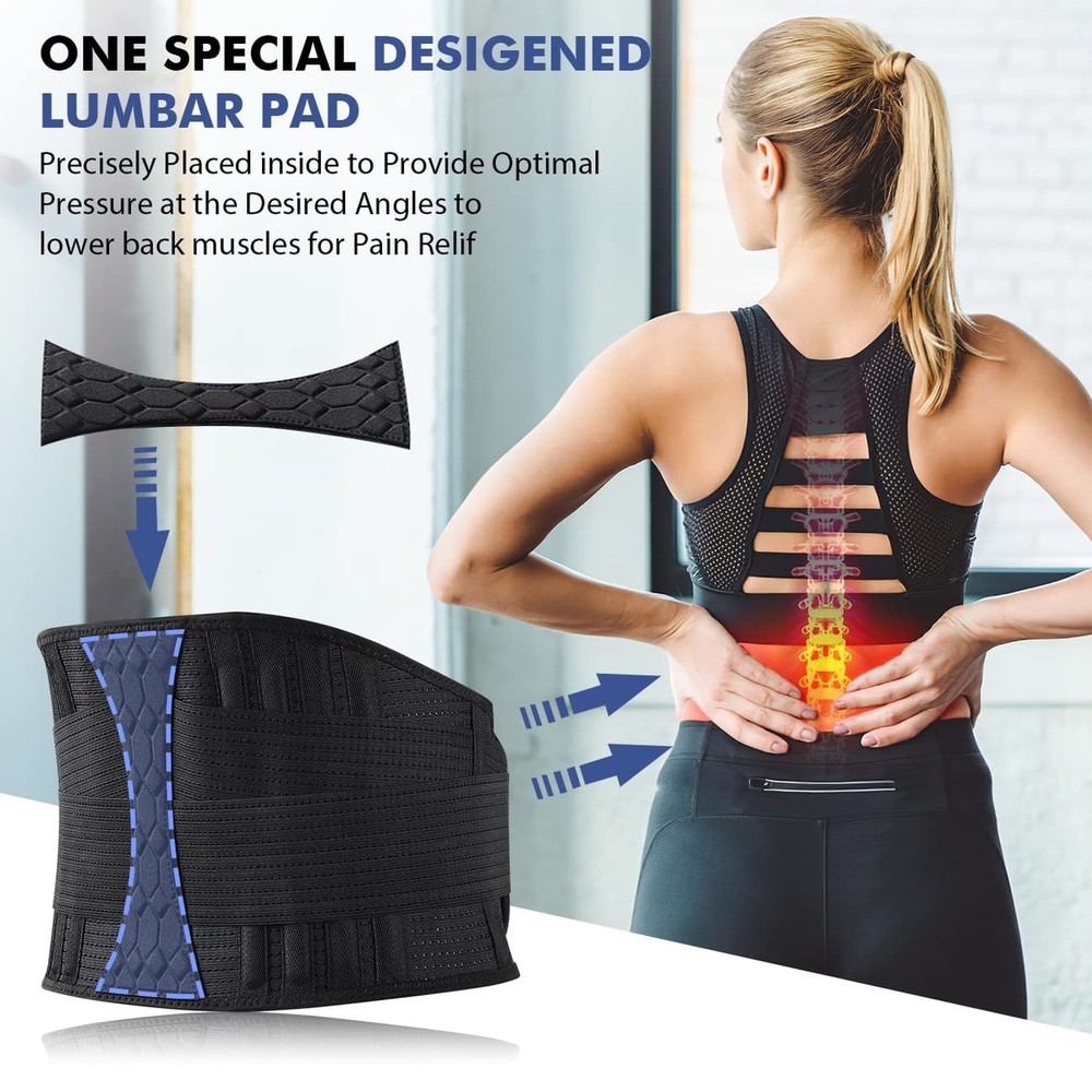 Lumbar Support Belt Lower Back Brace for Lifting, Herniated Disc, Sciatica, P...