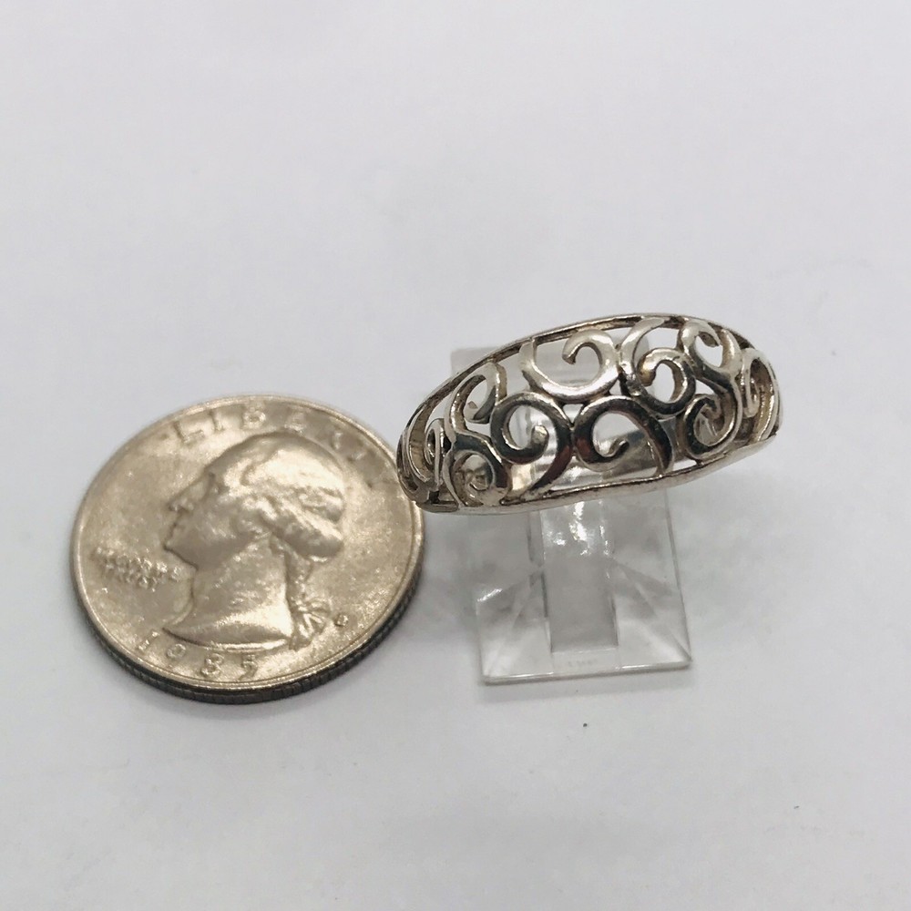 SIZE 9 3.1g STERLING SILVER RING OPEN WORK SCROLLING LEAVES MARKED FINE