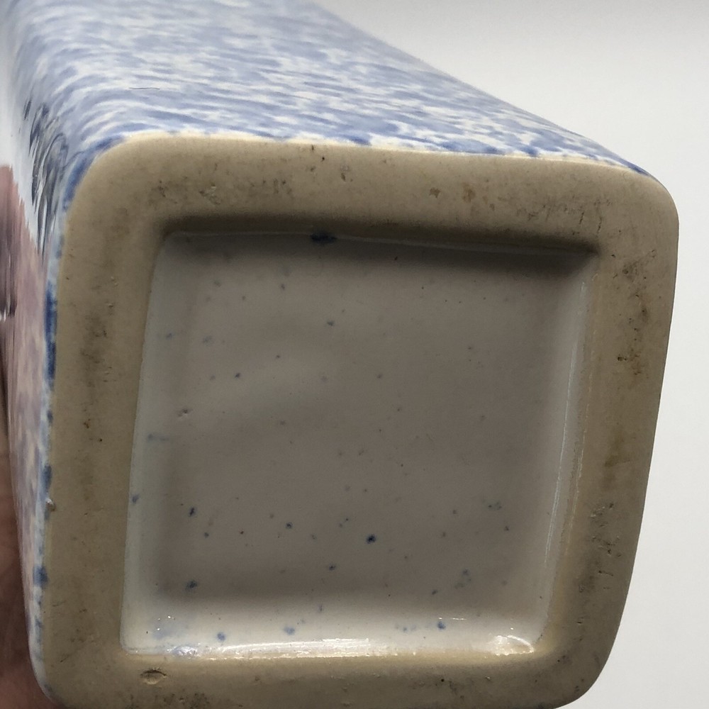 Studio Crafted Blue Square Brioche Glaze Vase