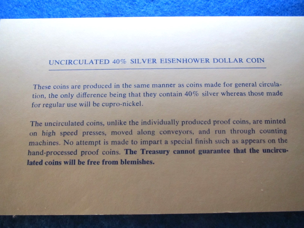 1971 S Eisenhower Silver Dollar - Bright Uncirculated - Original Packet - COA