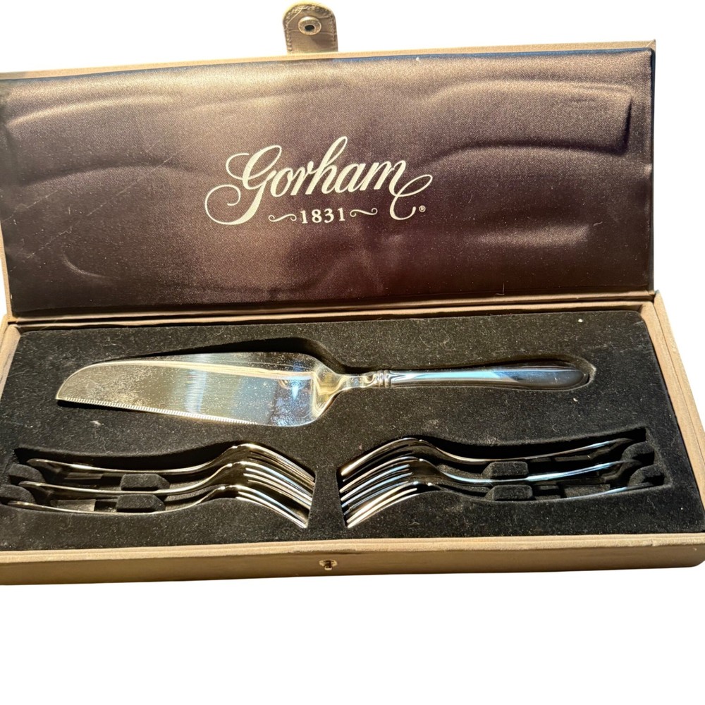 Gorham 1831  Cake Knife Server Dessert Forks Set Silverware with Case