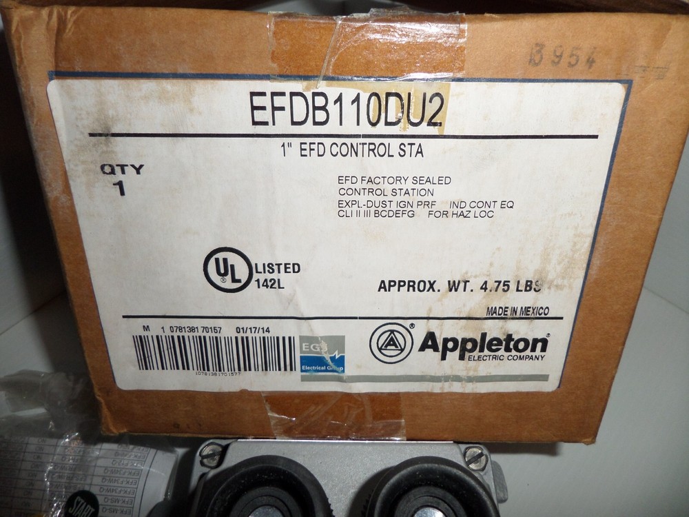 ⭐NEW IN BOX⭐ APPLETON EFDB110DU2 EXPLOSION PROOF START/STOP PUSH BUTTON 1"