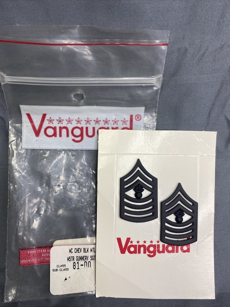 Retro Vanguard USMC Marines BLACK E-9 MASTER GUNNERY SERGEANT CHEVRONS BLACK