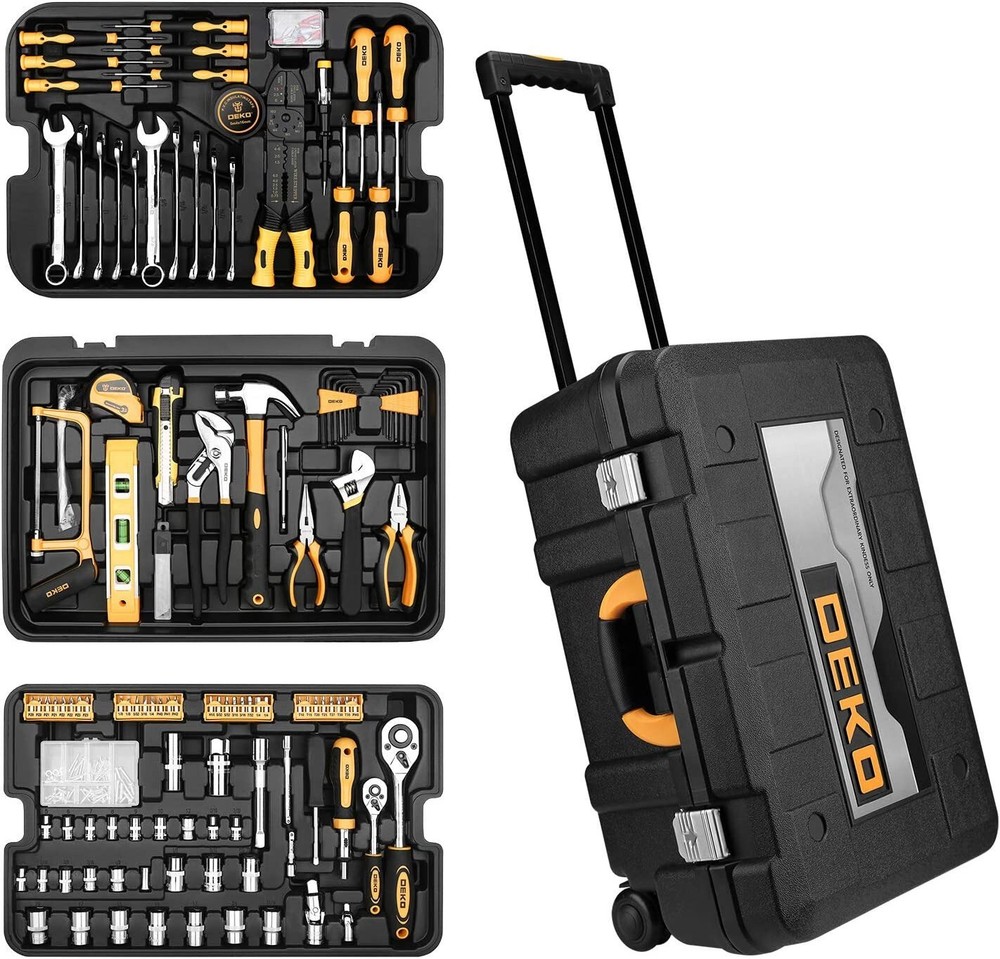 258 Piece Tool Kit with Rolling Tool Box Socket Wrench Hand Tool Set