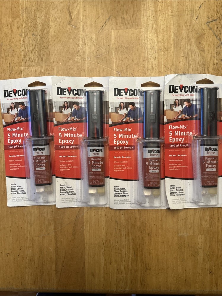 (4) Devcon Flow-Mix 0.5 Oz. Heavy-Duty High-Quality Performance 5 Minute Epoxy.