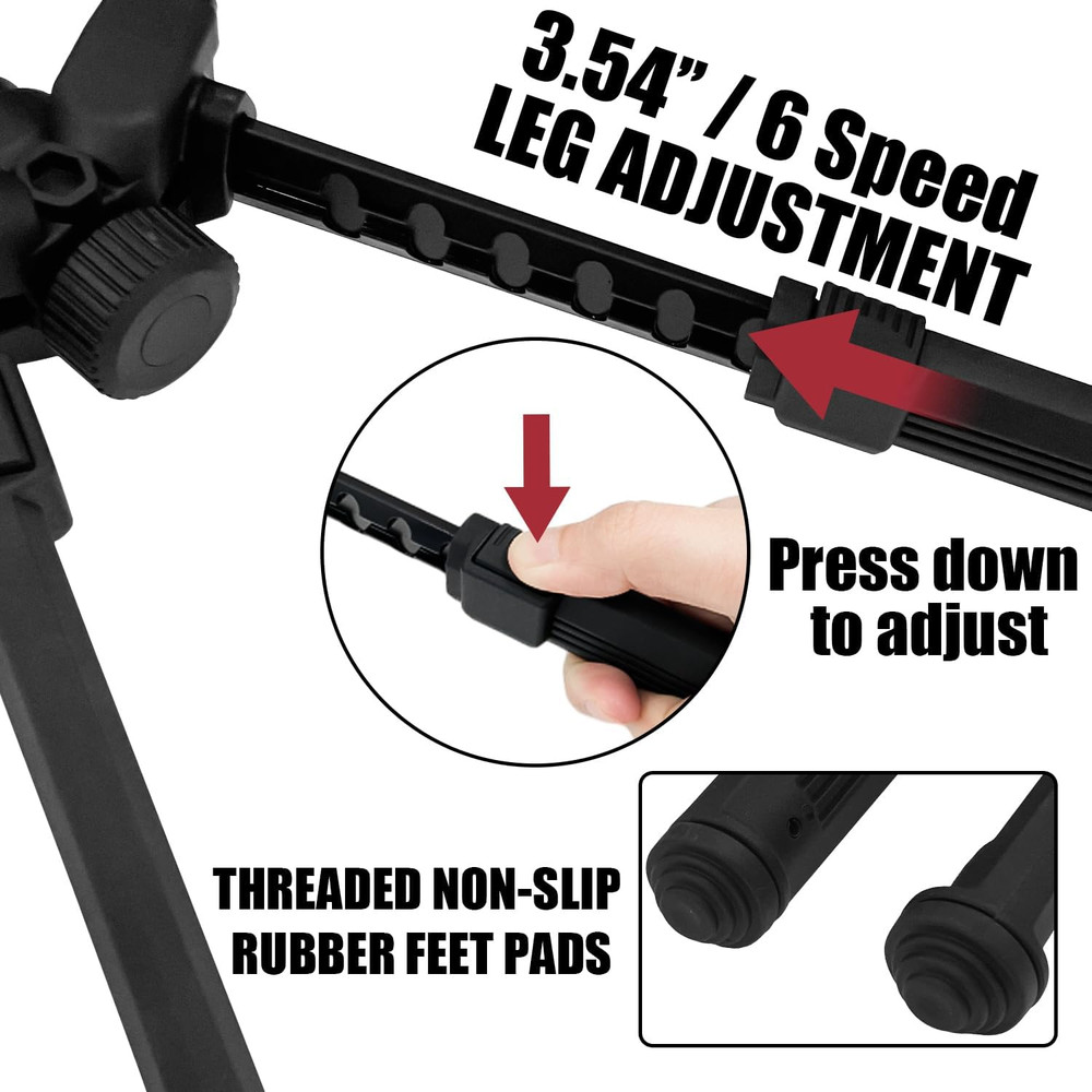 360 Degrees Swive Adjustable Bipod with Quick Detach Lever Six Adjustable He...