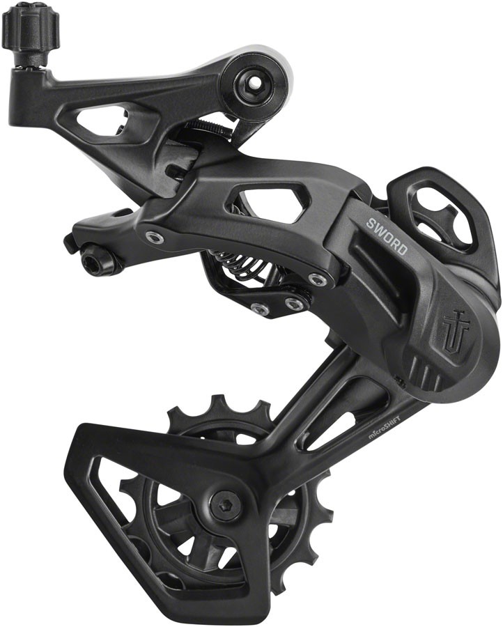 microSHIFT Sword Black Rear Derailleur - 9-Speed, Medium Cage, Gray, Compatible