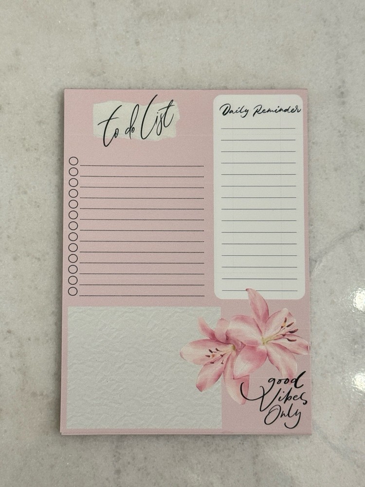 Custom Pink Lily 5x7 Notepad 50 Sheets Floral Design