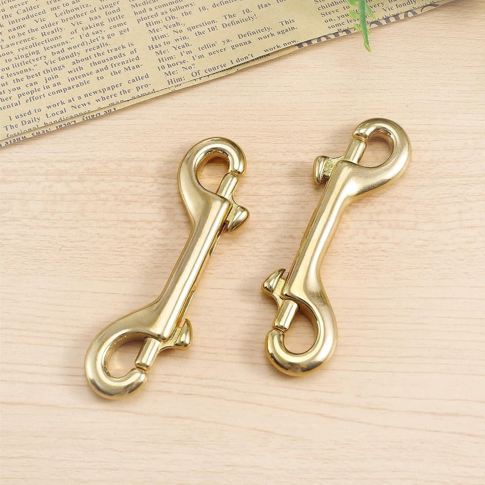 Solid Brass Double Ended Bolt Snap Hook, Marine Grade Double End Scuba Diving...