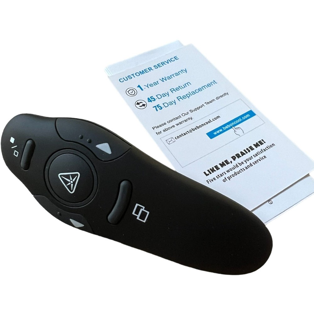 Beboncool D100 Wireless Presenter Remote | USB PowerPoint Clicker Laser Pointer
