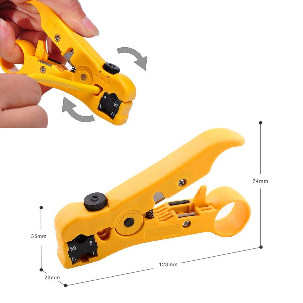 Universal Coaxial Cable Stripper Cutter Stripping Tool for Flat/Round Yellow
