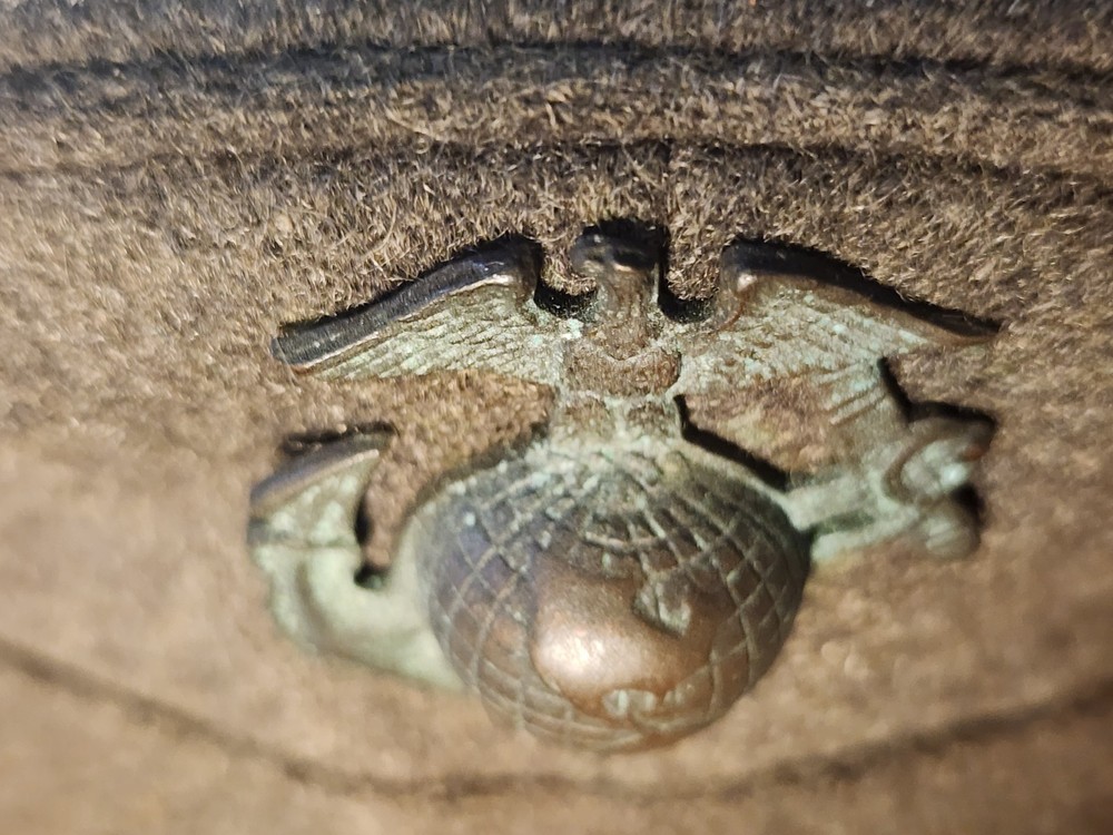 1924 HORSTMANN USMC MARINE CORPS GREEN HAT with EARLY EGA NAMED