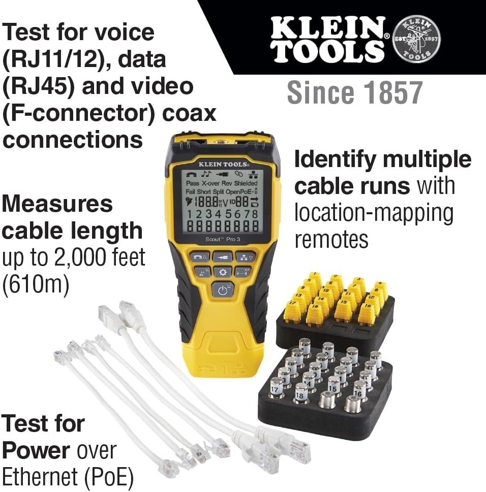 Cable Tester Kit with Remote for Voice, Data, and Video Connection Testing