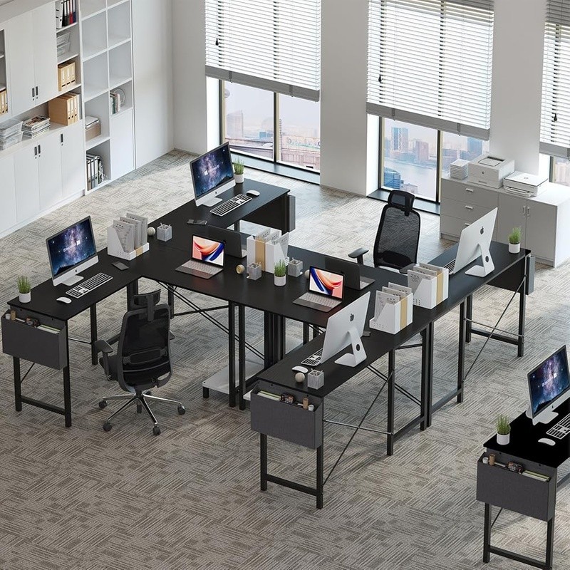 L Shaped Computer Desk Reversible Workstation W/ Storage Bag Easy Assembly New