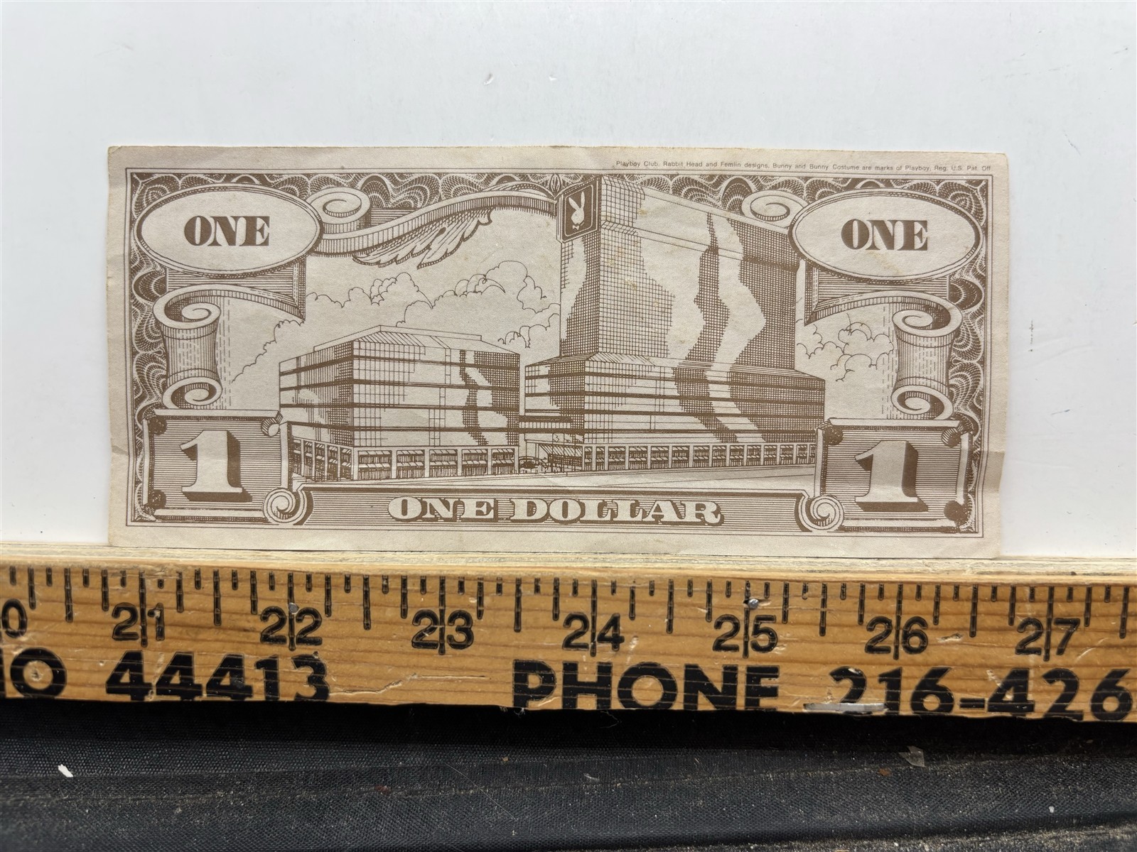 1981 Playboy Hotel Casino One Dollar Bill Novelty Atlantic City NJ Vintage