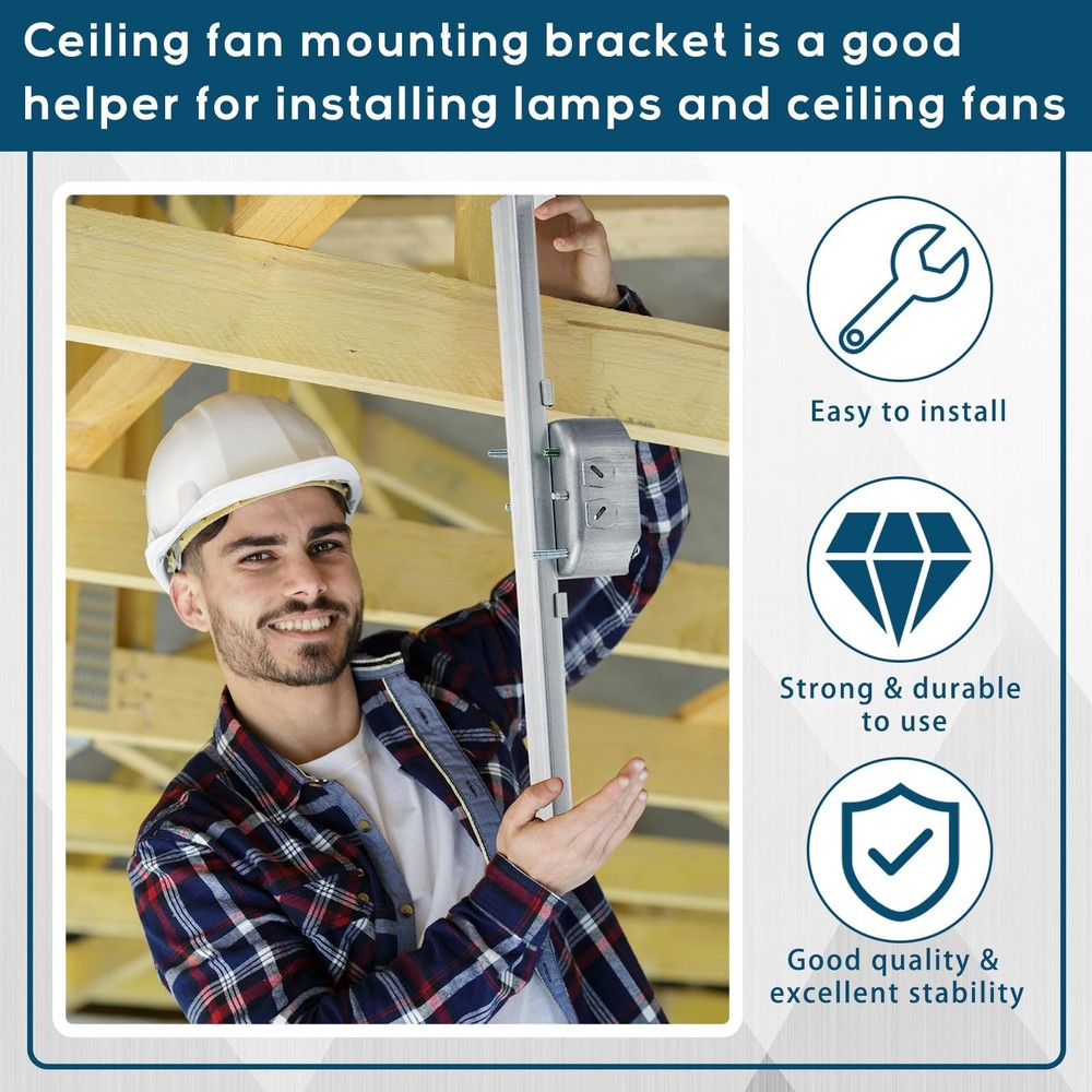 Therwen 4 Pieces Adjustable Fan Electrical Box Brace for Ceiling as shown