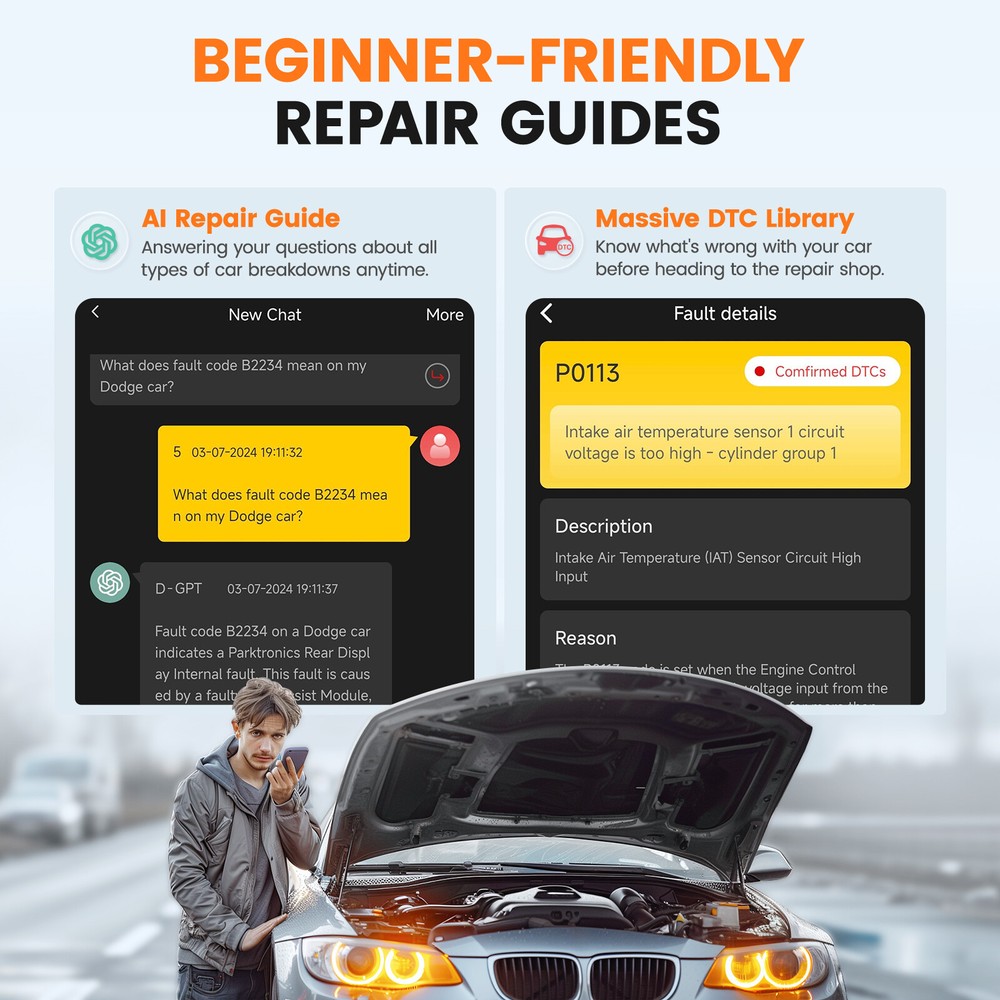 ANCEL Echo OBD2 Car Scanner Bluetooth All System Bidirectional Oil EPB Reset