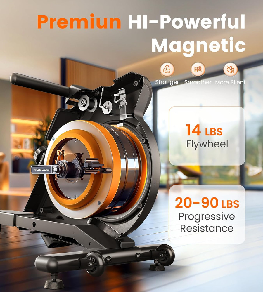 Magnetic Rowing Machine for Home - Rower Machine Use with Bluetooth, App Support
