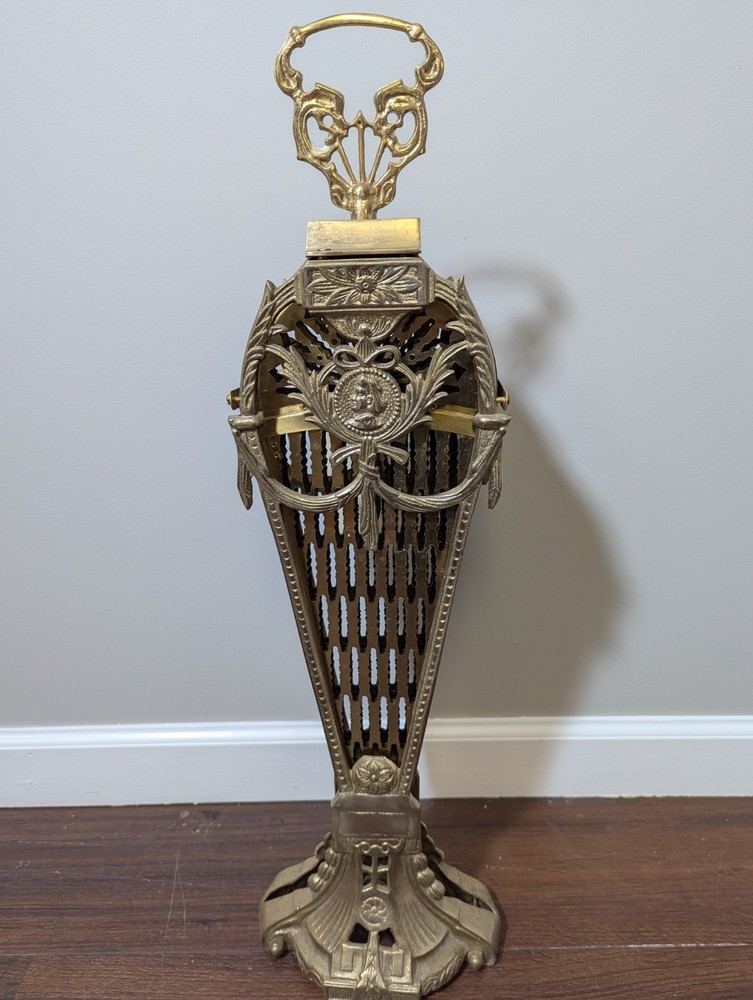 Vintage Brass Peacock Fireplace Screen