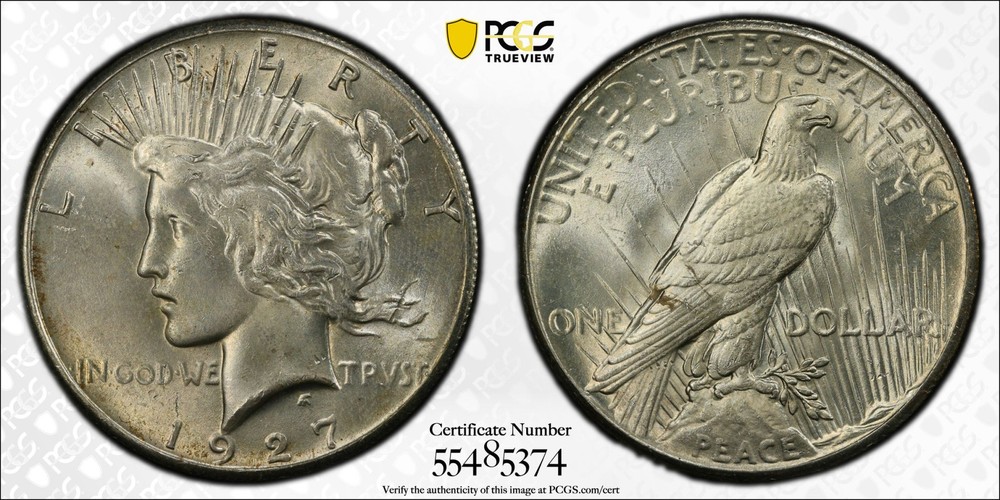 1927 P Peace Silver Dollar PCGS MS-64