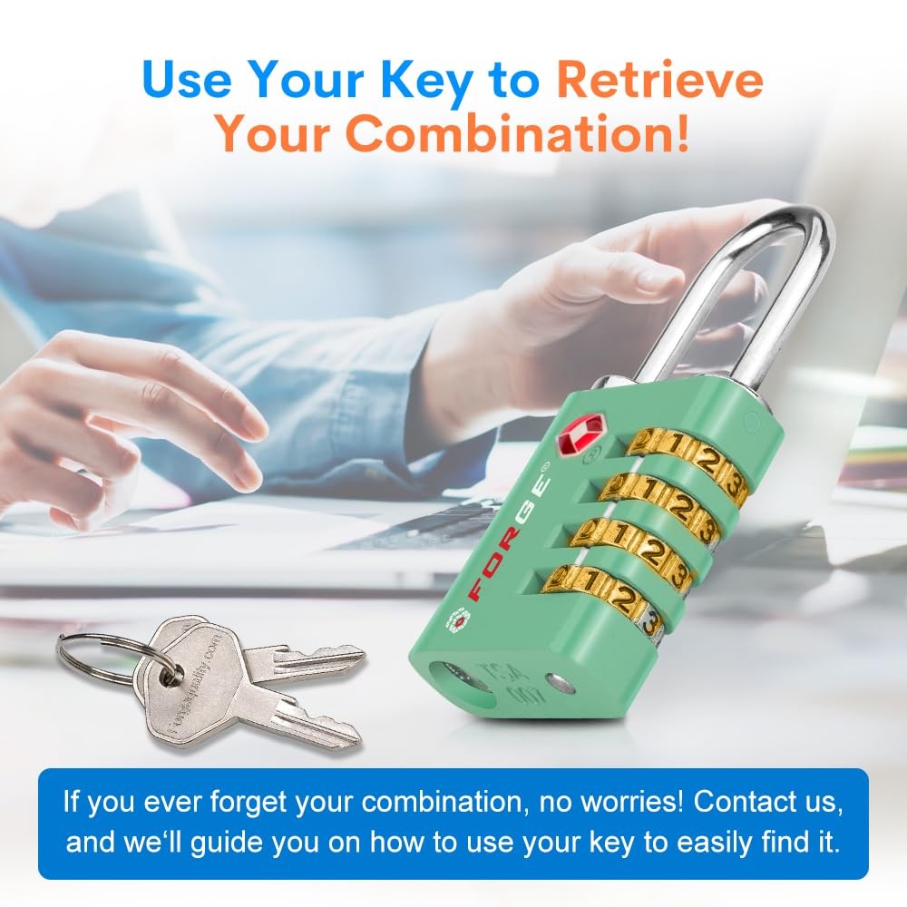 Forge DualOpening Key or Combination Access Lock, TSA Approved Locks for Lugg...