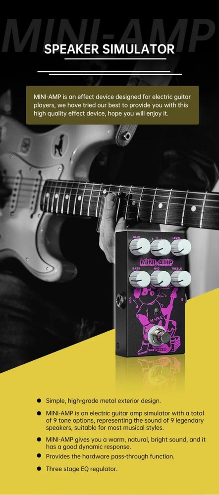 M-VAVE MINI-AMP Pre-amp Simulation Guitar Effects Pedal Distortion Overdrive