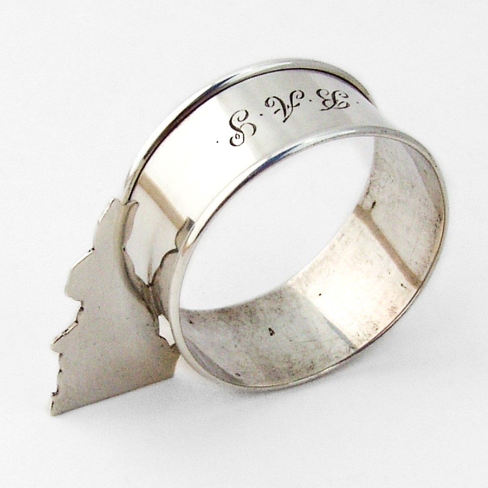 Figural Rabbit Napkin Ring Webster Sterling Silver Mono BAS