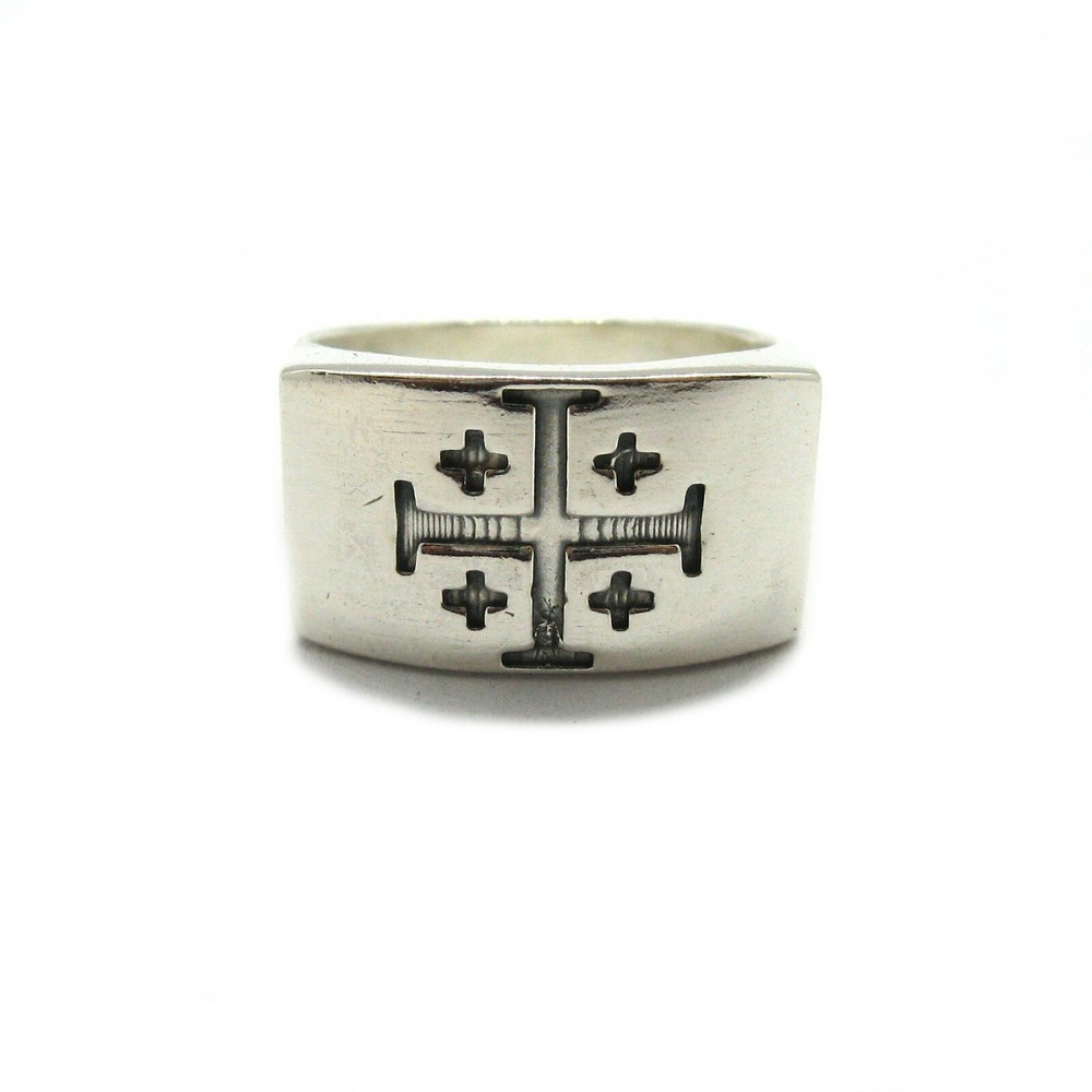 Genuine sterling silver men's ring Jerusalem Cross solid hallmarked 925