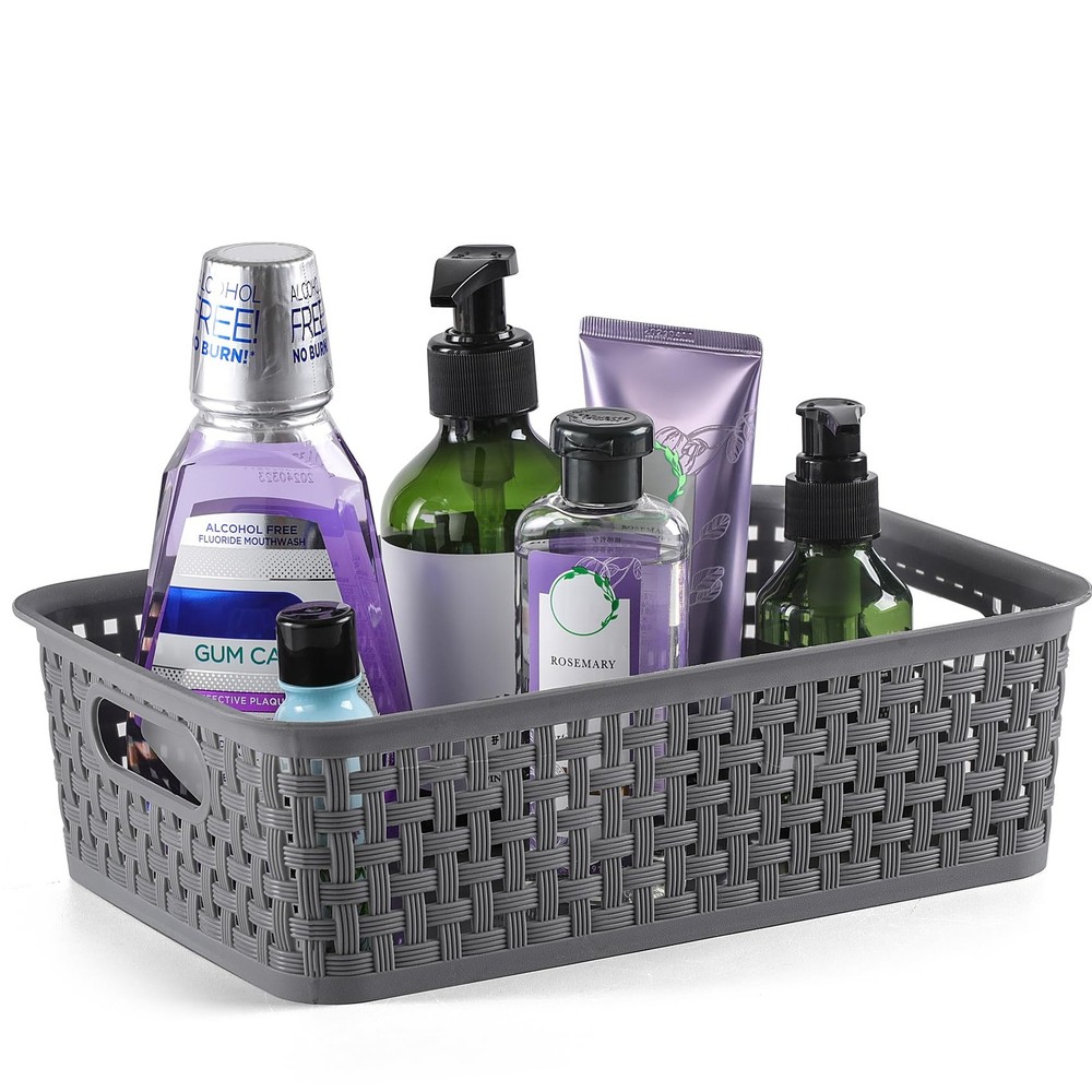 Plastic Storage Baskets - 8 Pack, Gray, Durable, Easy to Use, Flexible, Multi...