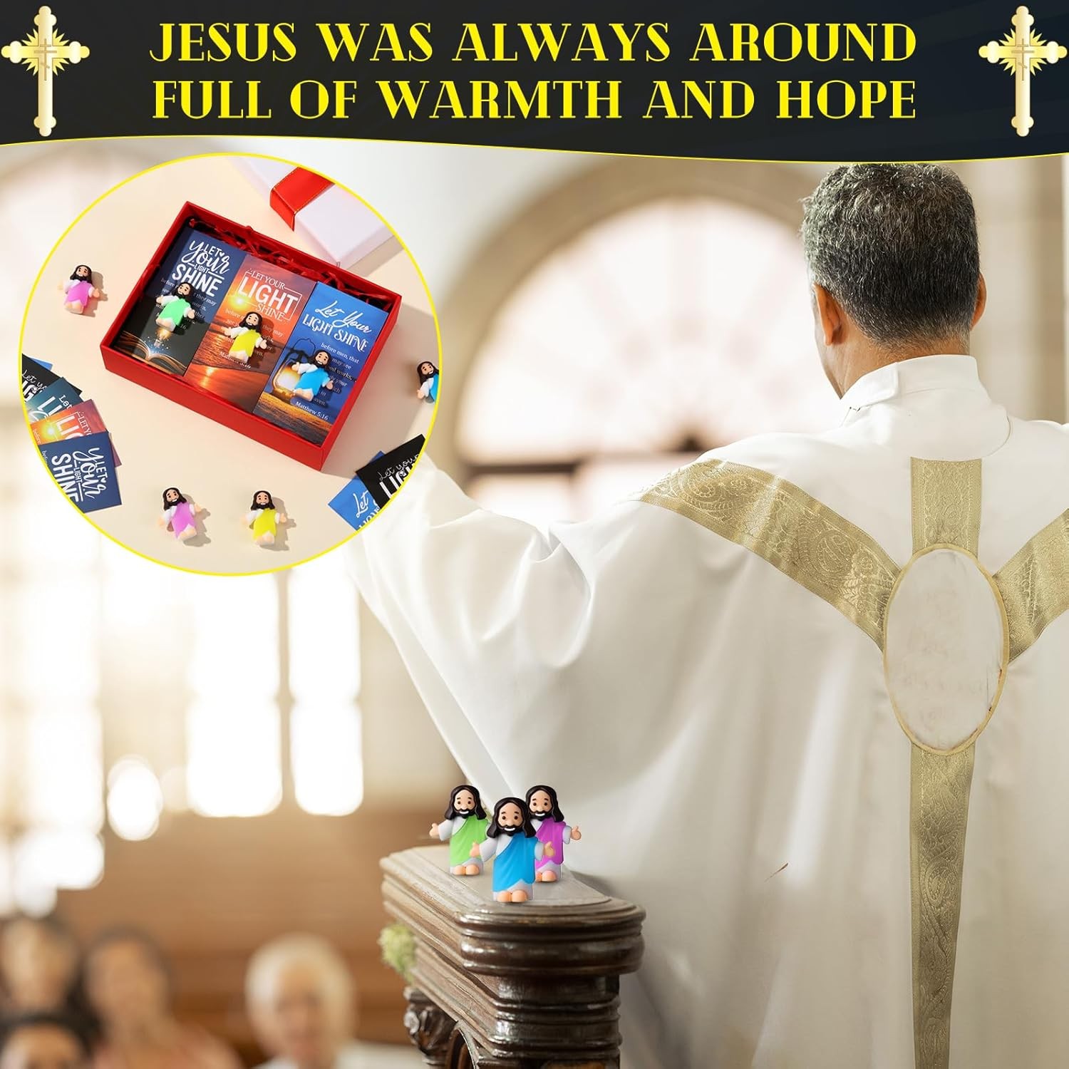 25 Sets Little Jesus Figurines Mini Figurines Bulk Glow in The Dark Tiny Luminou