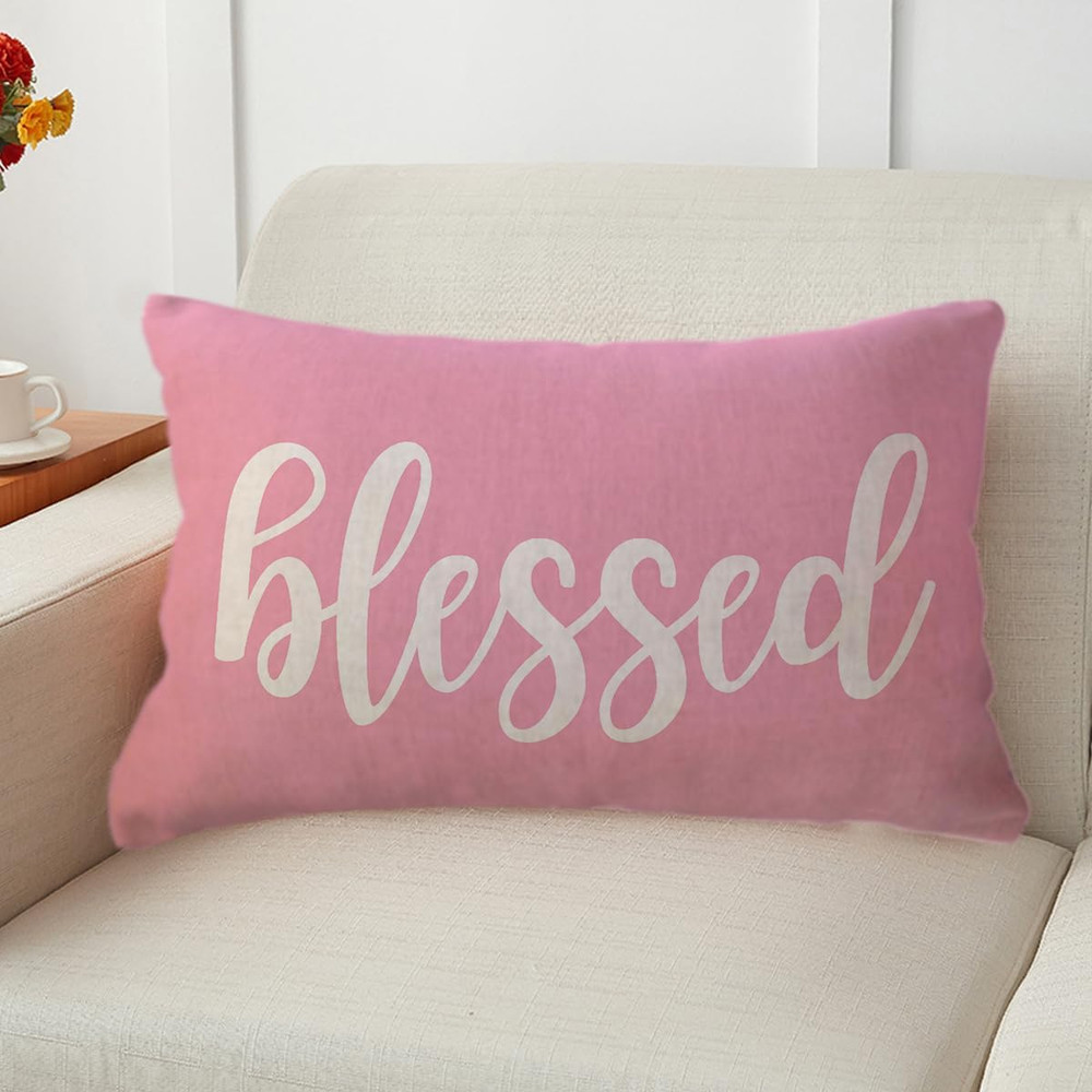 Blessed Lumbar Throw Pillow Covers Farmhouse Rustic Decorative Rectangular/Waist
