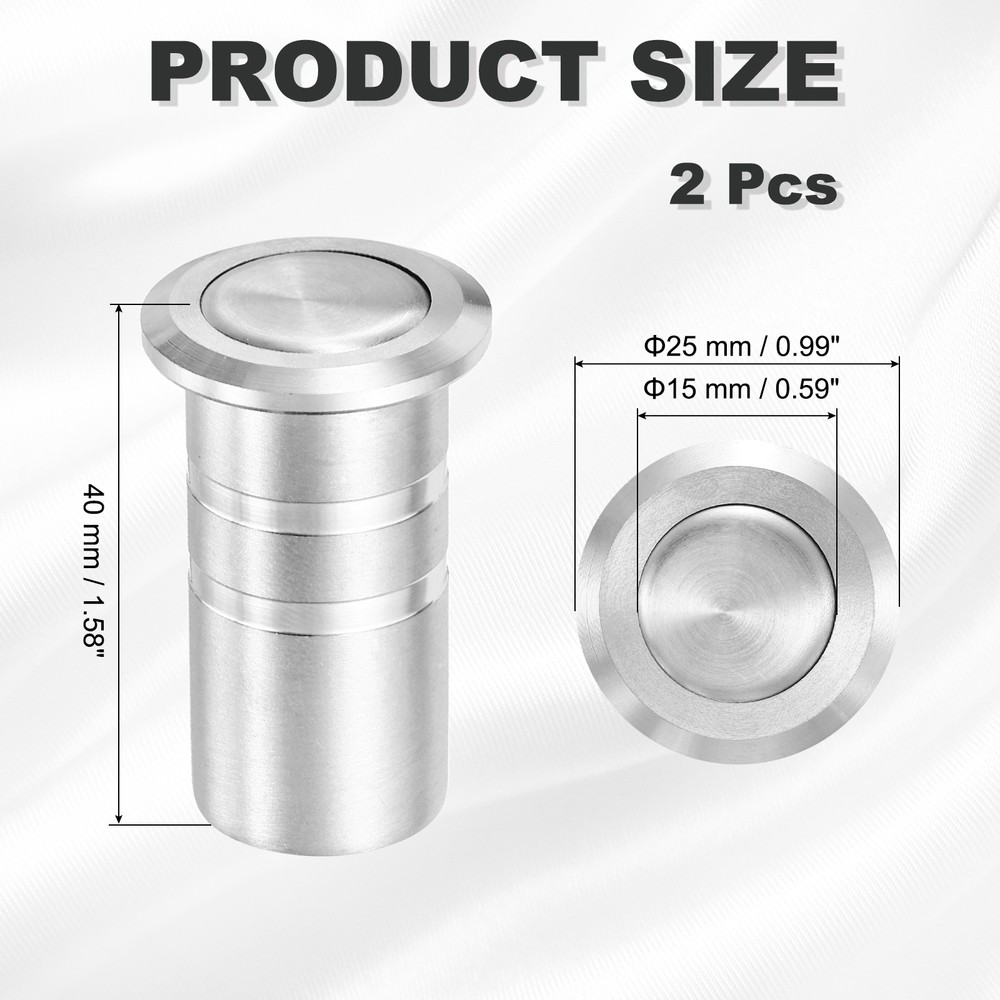 2PCS 0.59" Door Latch Dust Protector, Dust-Proof Sliding Lock Insert, Silver