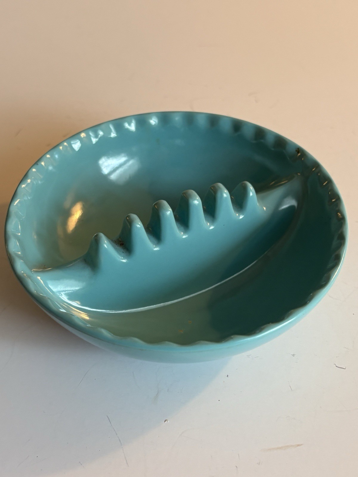 Vintage ANHOLT Ashtray Pale Blue Turquoise 5” Round Melamine USA Retro