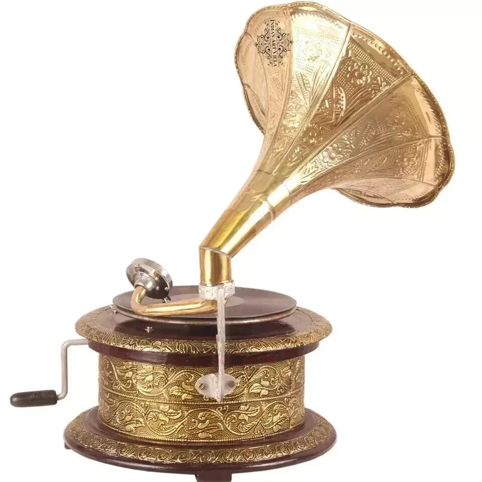 HMV Gramophone Fully Functional Working Phonograph, Win-up Record Player Gift