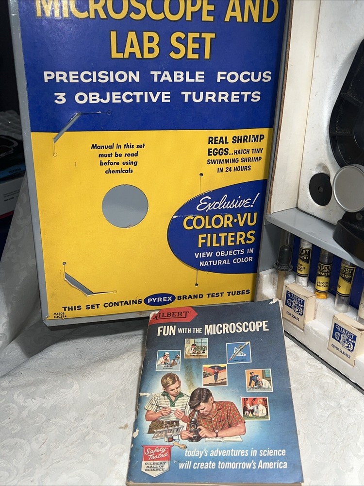 Gilbert Microscope & Lab Set #13024 Almost Complete See Pictures!